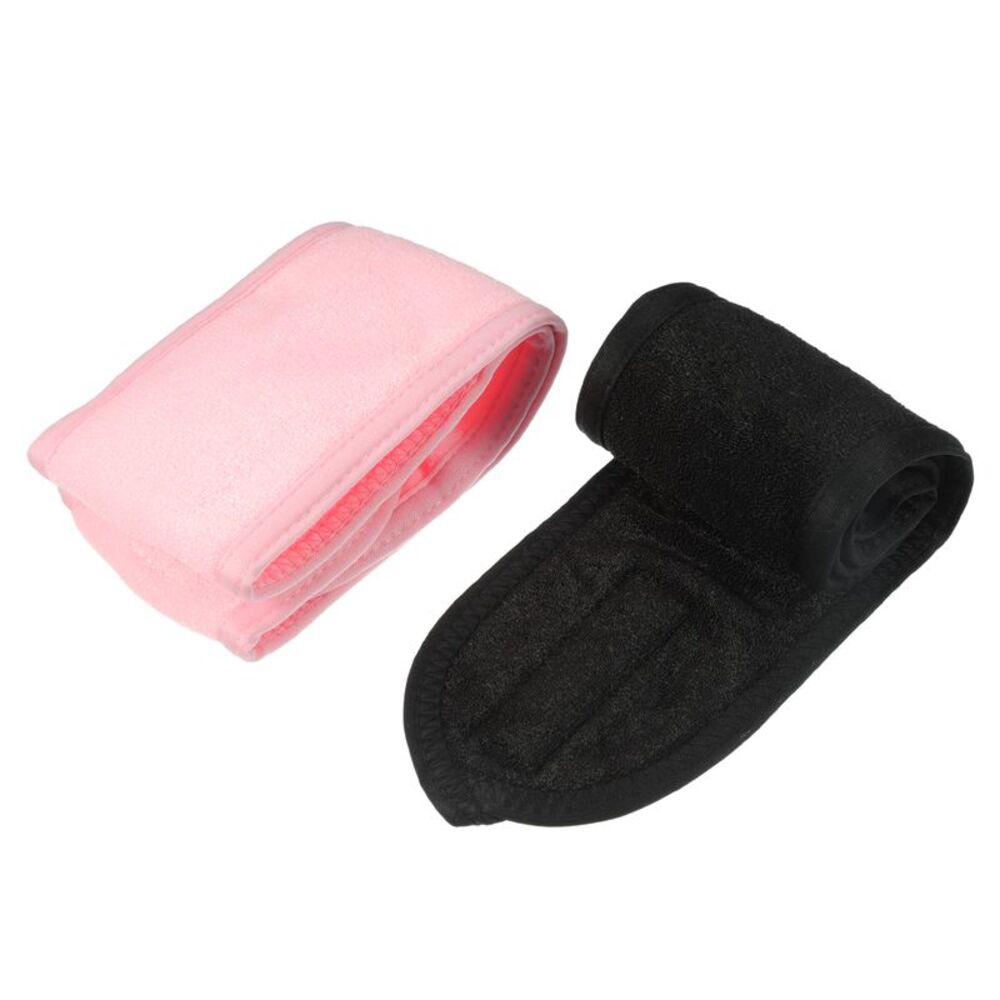 2pcs SPA Face Washing Makeup Headband for Facial Mask Pink Black